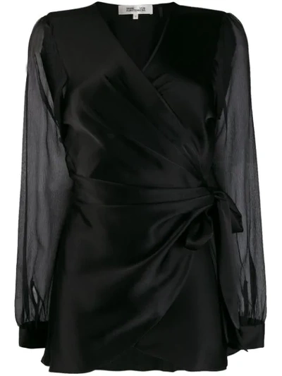 Shop Diane Von Furstenberg Klee Wrap Shirt In Black