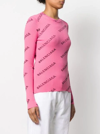 Shop Balenciaga All-over Logo Jumper In Pink