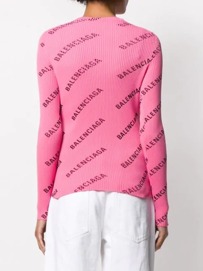 Shop Balenciaga All-over Logo Jumper In Pink