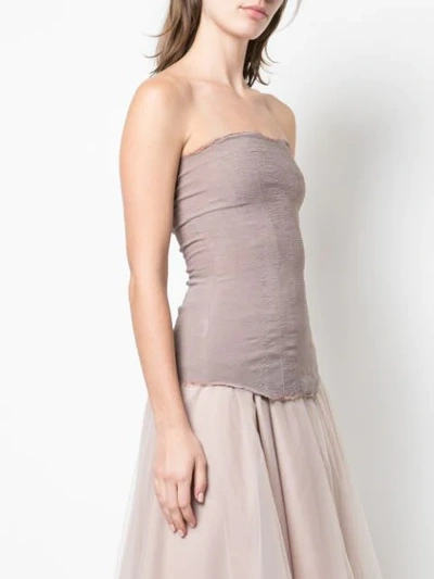 Shop Marc Le Bihan Frayed Strapless Top In Pink