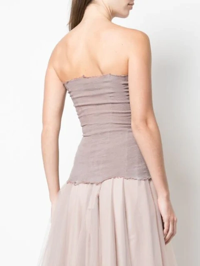 Shop Marc Le Bihan Frayed Strapless Top In Pink