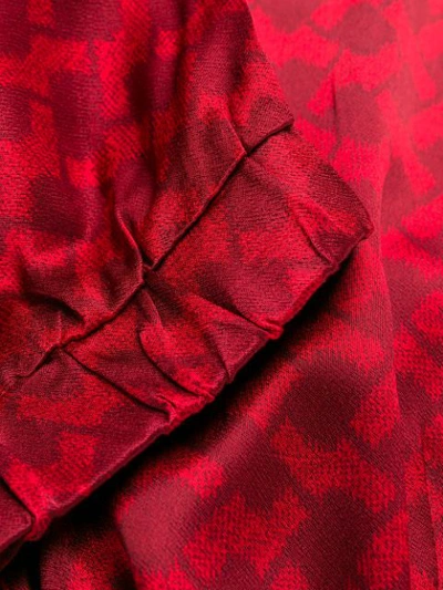 Shop Cecilie Copenhagen Belle Printed Wrap Dress In Red