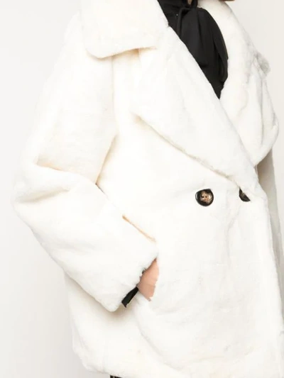 Shop Apparis Anais Double-breasted Faux-fur Peacoat In White