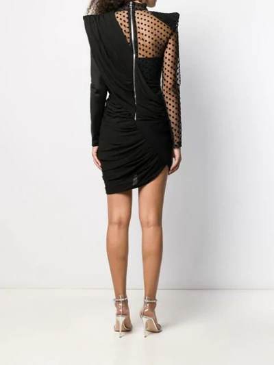 Shop Balmain Asymmetric Crepe Party Dress In Black