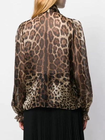 Shop Dolce & Gabbana Leopard Print Organza Blouse - Brown