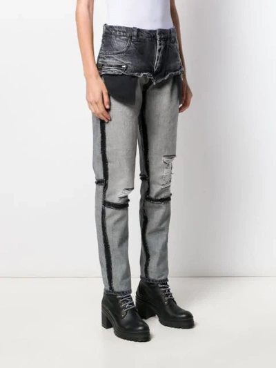 Shop Ben Taverniti Unravel Project Distressed Inside-out Jeans In Blue