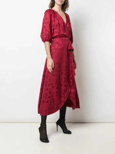 Shop Saloni Olivia Wrap Dress In Red