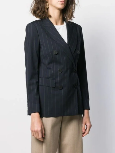 Shop Alberto Biani Pinstriped Blazer In Blue