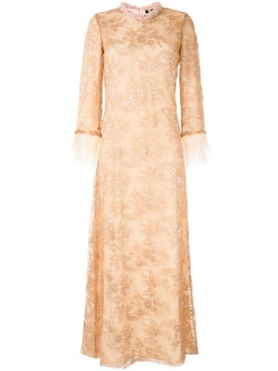 Shop Alison Brett Sequin-embellished Lace Dress In Gold