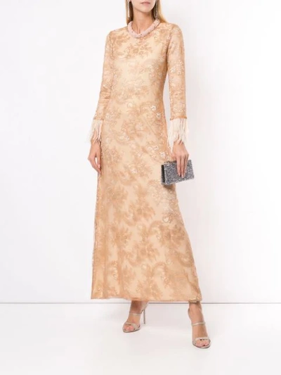 Shop Alison Brett Sequin-embellished Lace Dress In Gold