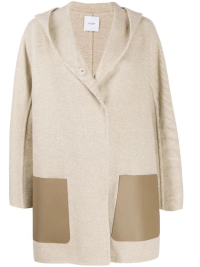 Shop Agnona Cashmere Hooded Coat In Neutrals