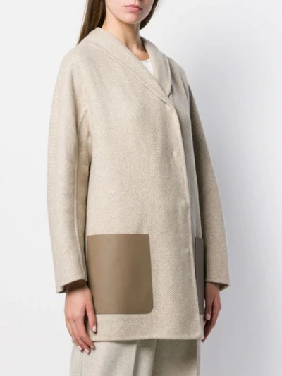 Shop Agnona Cashmere Hooded Coat In Neutrals