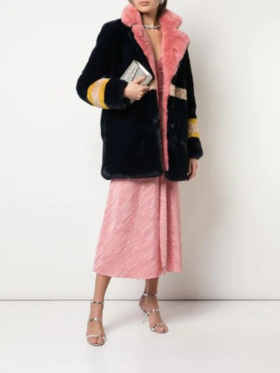 Shop Apparis Lisa Panelled Faux-fur Coat In Blue