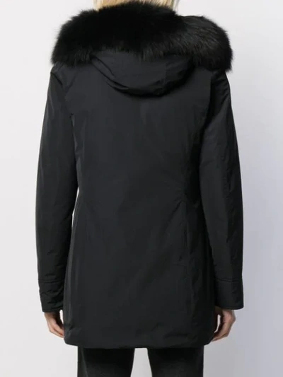 Shop Woolrich Fur Trim Parka Coat In Black