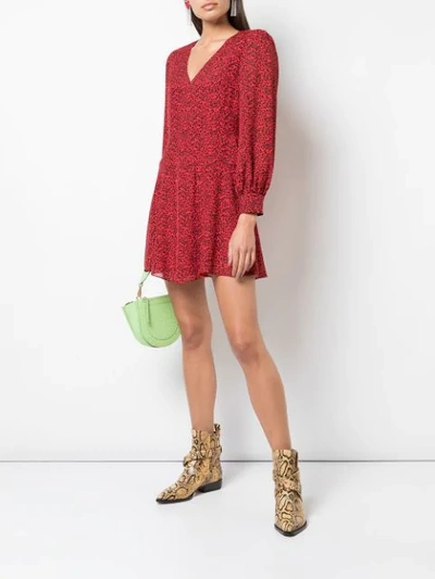 Shop Alice And Olivia Polly Leopard Flared Dress In Red