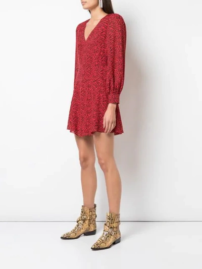 Shop Alice And Olivia Polly Leopard Flared Dress In Red