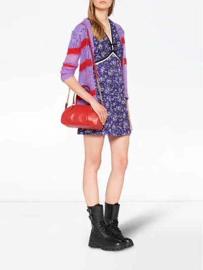 Shop Miu Miu Gestreifter Cardigan In F0r7v Purple/red