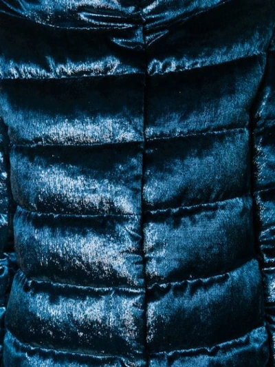 Shop Herno Velvet Effect Puffer Jacket In Blue