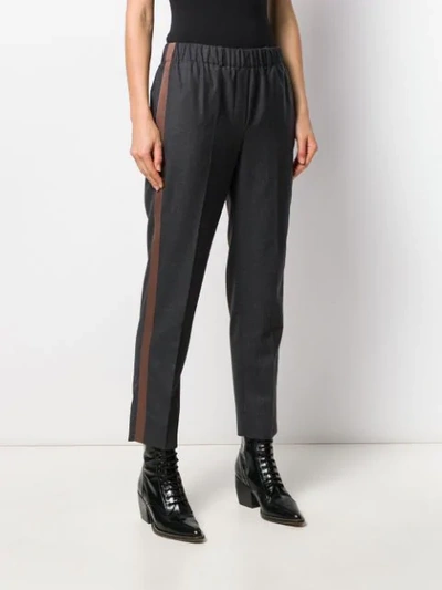 Shop Incotex Side Panel Straight Leg Trousers In Grey