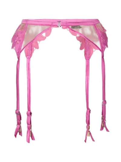 Shop Fleur Du Mal Lily Embroidered Garter Belt In Pink