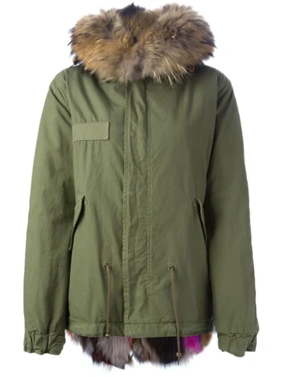 Shop Mr & Mrs Italy Fox Fur Lined Parka In Green Multi