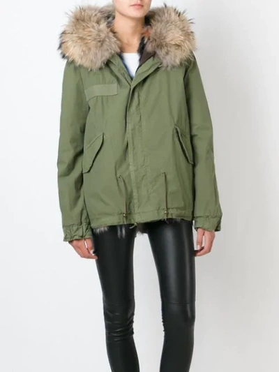 Shop Mr & Mrs Italy Fox Fur Lined Parka In Green Multi