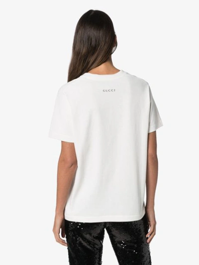 Shop Gucci Apple Logo Sequinned T-shirt In White