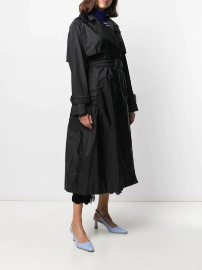 Shop Prada Long Belted Trench Coat In F0002 Nero