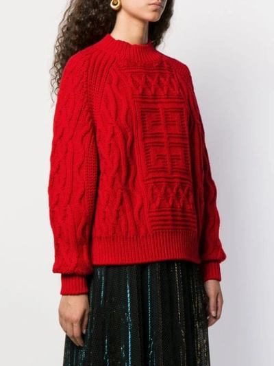 Shop Givenchy Oversized Cable Knit Sweater In Red