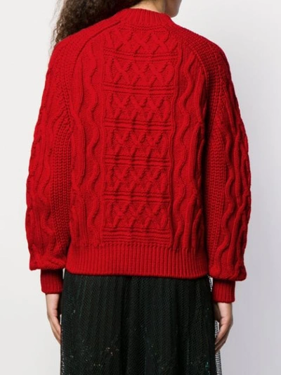 Shop Givenchy Oversized Cable Knit Sweater In Red