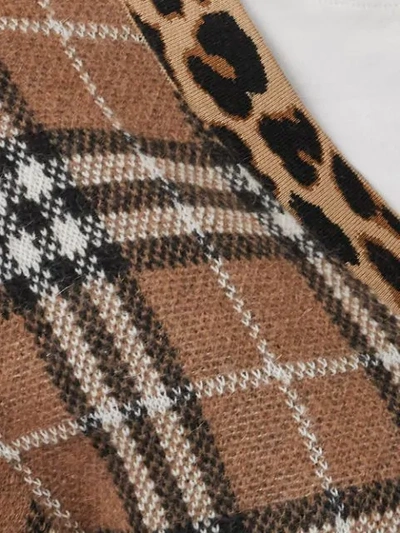 Shop Burberry Vintage Check Leopard-trimmed Sweater In Neutrals