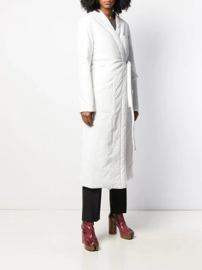 Shop Mm6 Maison Margiela Tie Front Long Coat In 100   White