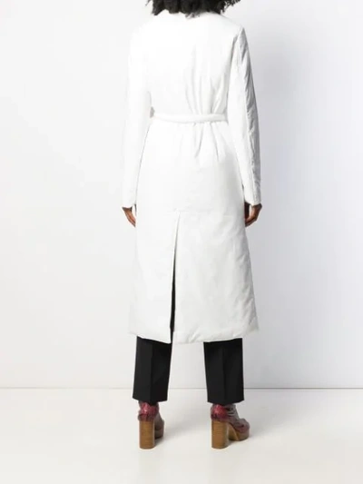 Shop Mm6 Maison Margiela Tie Front Long Coat In 100   White
