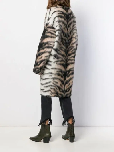 Shop Laneus Oversized Tiger Pattern Coat In Neutrals