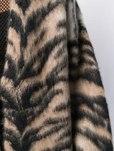 Shop Laneus Oversized Tiger Pattern Coat In Neutrals