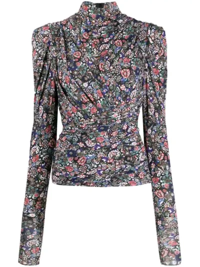 RUCHED FLORAL BLOUSE