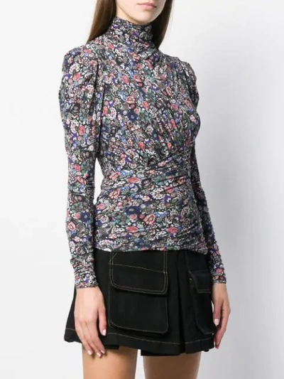 RUCHED FLORAL BLOUSE
