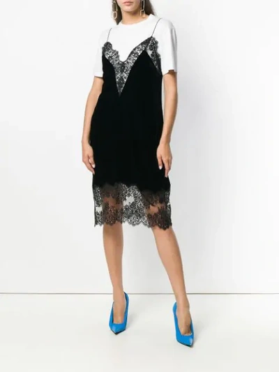 Shop Stella Mccartney Lace Trim Slip Dress In Black