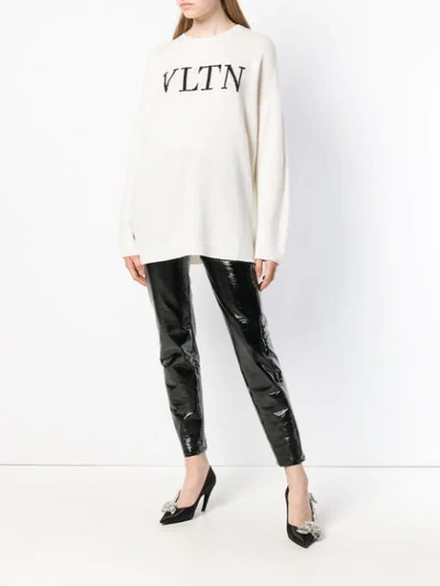 Shop Valentino Vltn Knitted Sweater In White