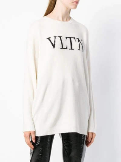 Shop Valentino Vltn Knitted Sweater In White