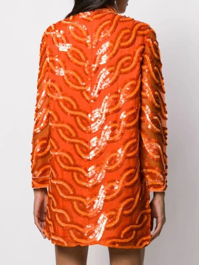 Shop Erika Cavallini Sequin-embellished Silk Dress In Orange