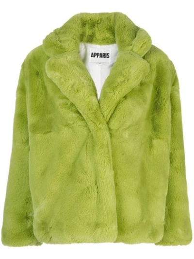 Shop Apparis Manon Short Coat In Green