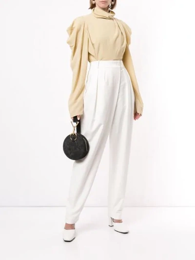 Shop Lemaire High-rise Pleated Trousers In White