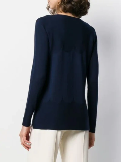 Shop D-exterior V-neck Scalloped Jumper In Blue