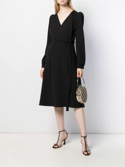 Shop P.a.r.o.s.h Wrap Style Midi Dress In Black