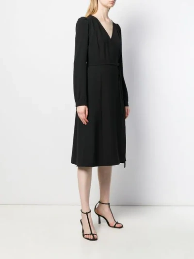 Shop P.a.r.o.s.h Wrap Style Midi Dress In Black