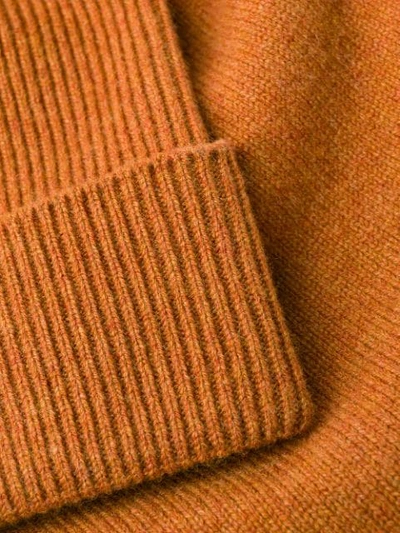 Shop Chloé Ruched Turtleneck Cardigan In Brown