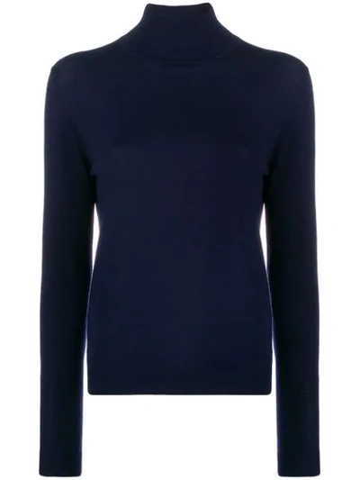 Shop Aspesi Fine Knit Turtleneck Jumper In Blue