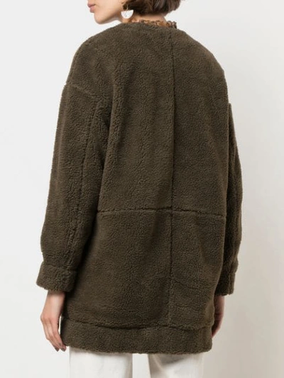 Shop Apiece Apart Collarless Faux-shearling Coat In Brown