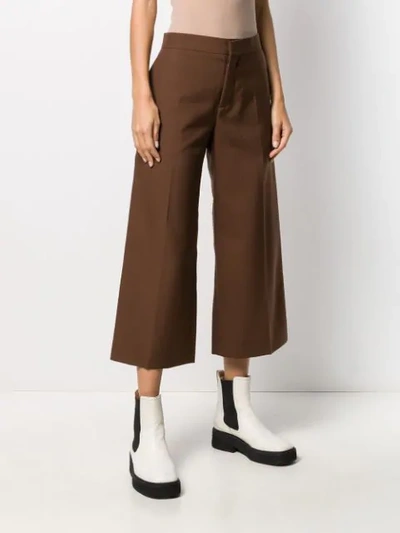 Shop Marni Cropped Wide Leg Trousers In Brown